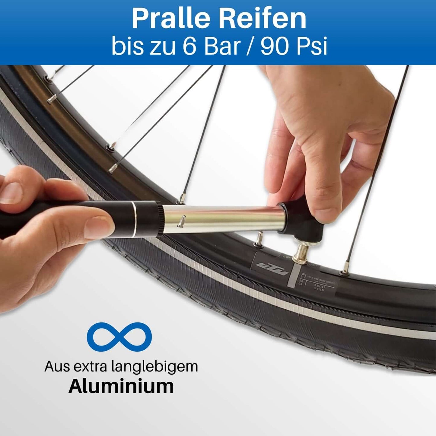 Fahrrad Minipumpe aus Aluminium