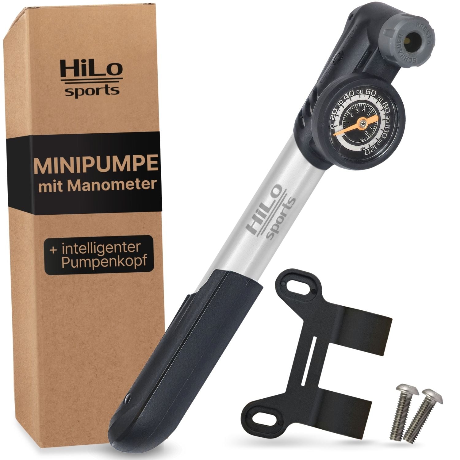 Fahrrad Minipumpe mit automatischem Ventil Wechsel