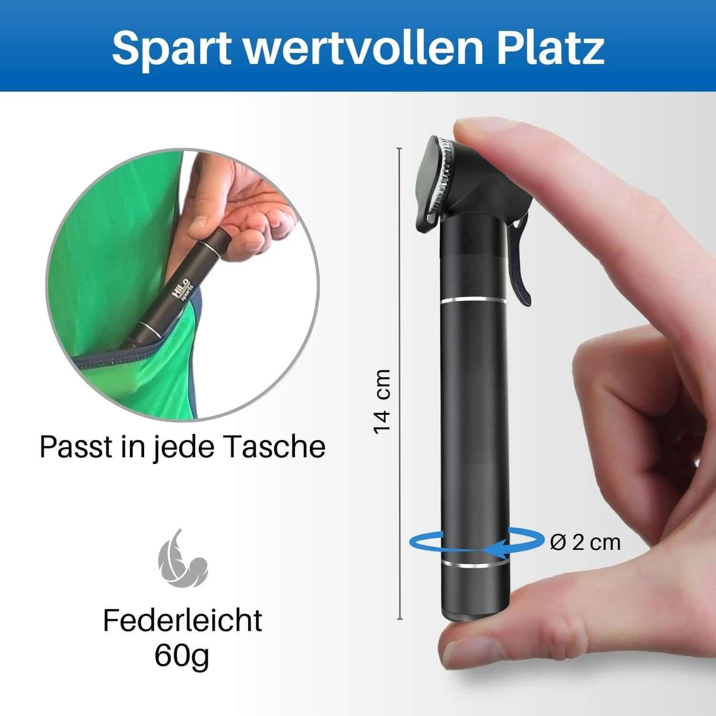 Ultra kleine Minipumpe für Fahrradreifen.
