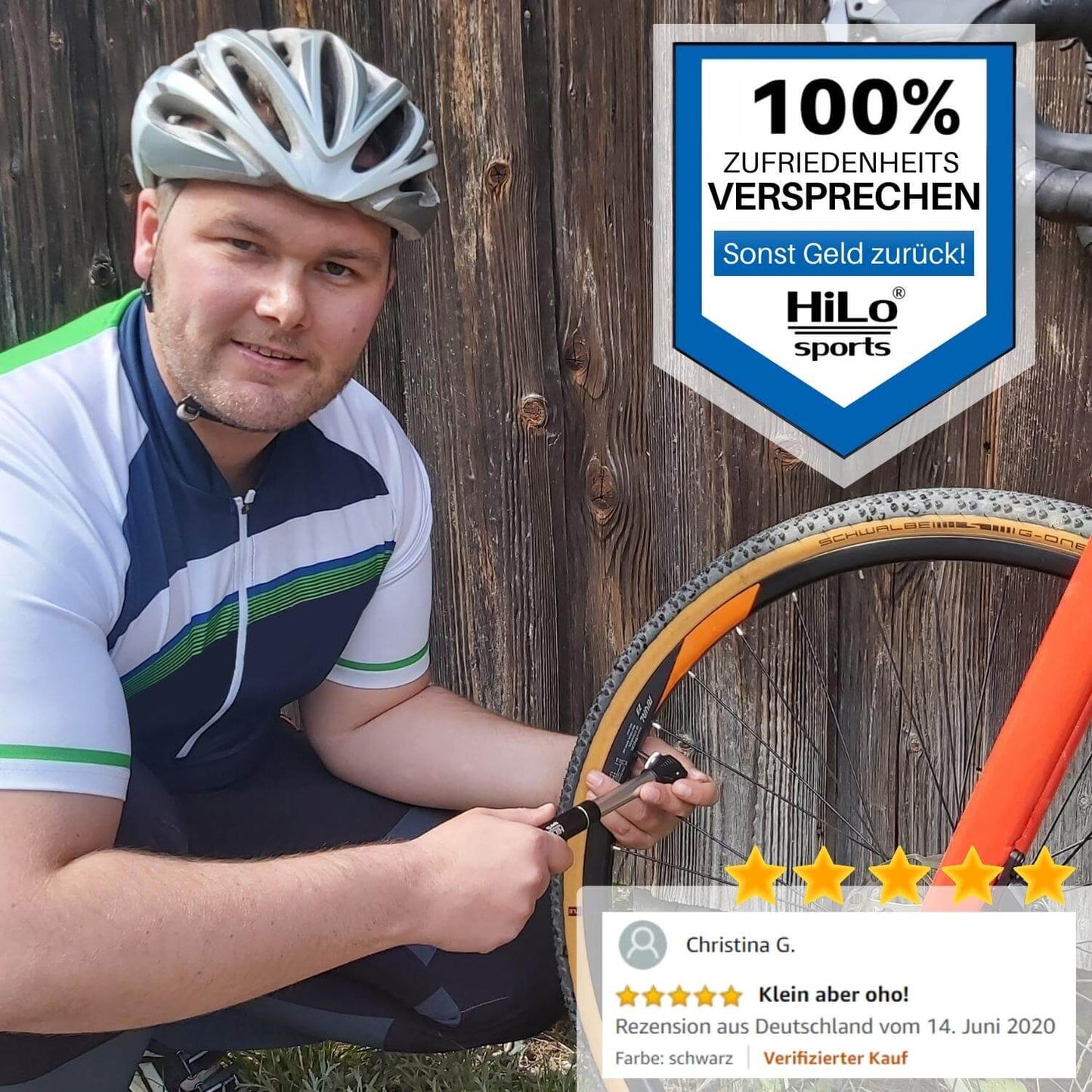 Zufriedenheits-Versprechen von HiLo sports für die Minipumpe Pocket Star.