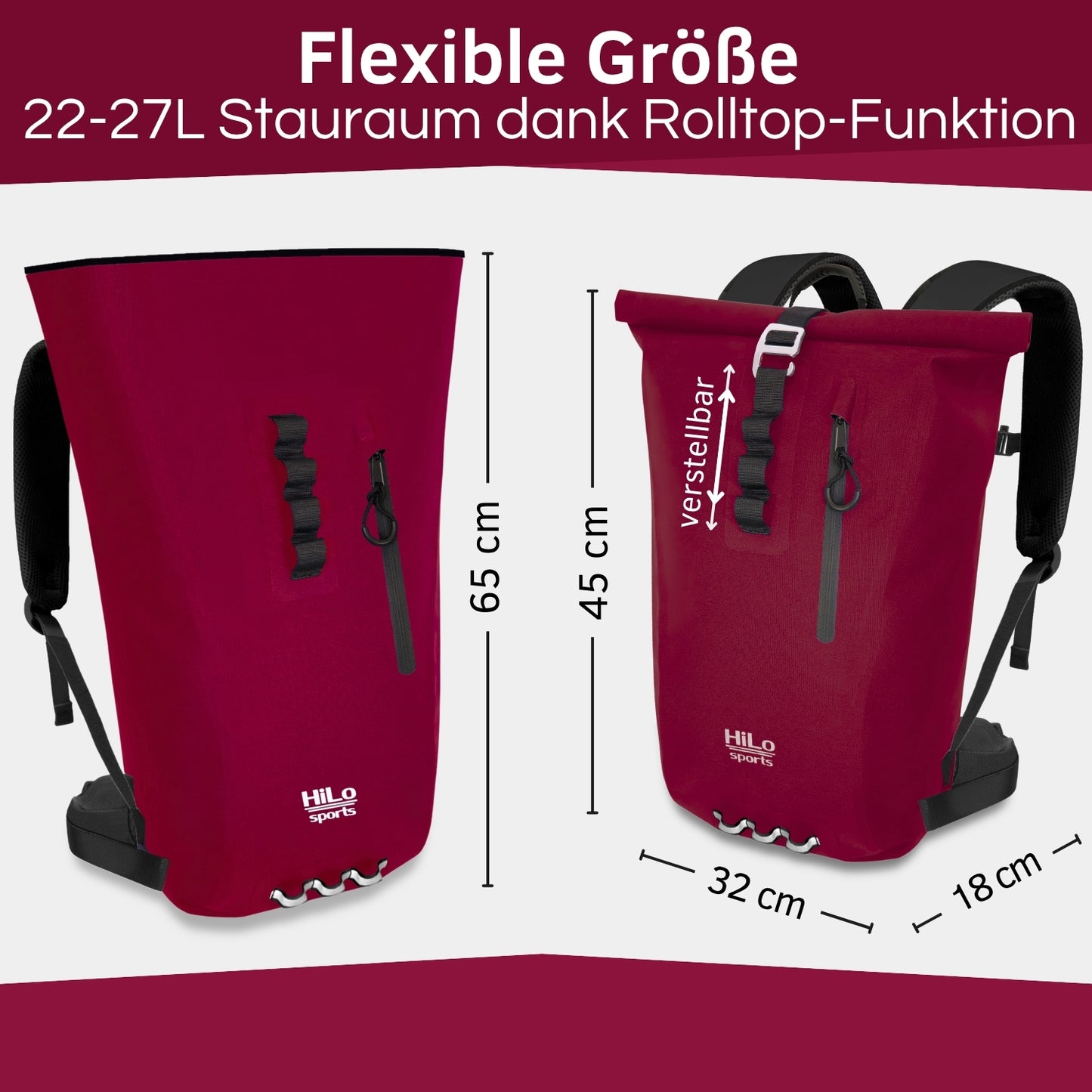 Rolltop Rucksack wasserdicht, 25 Liter