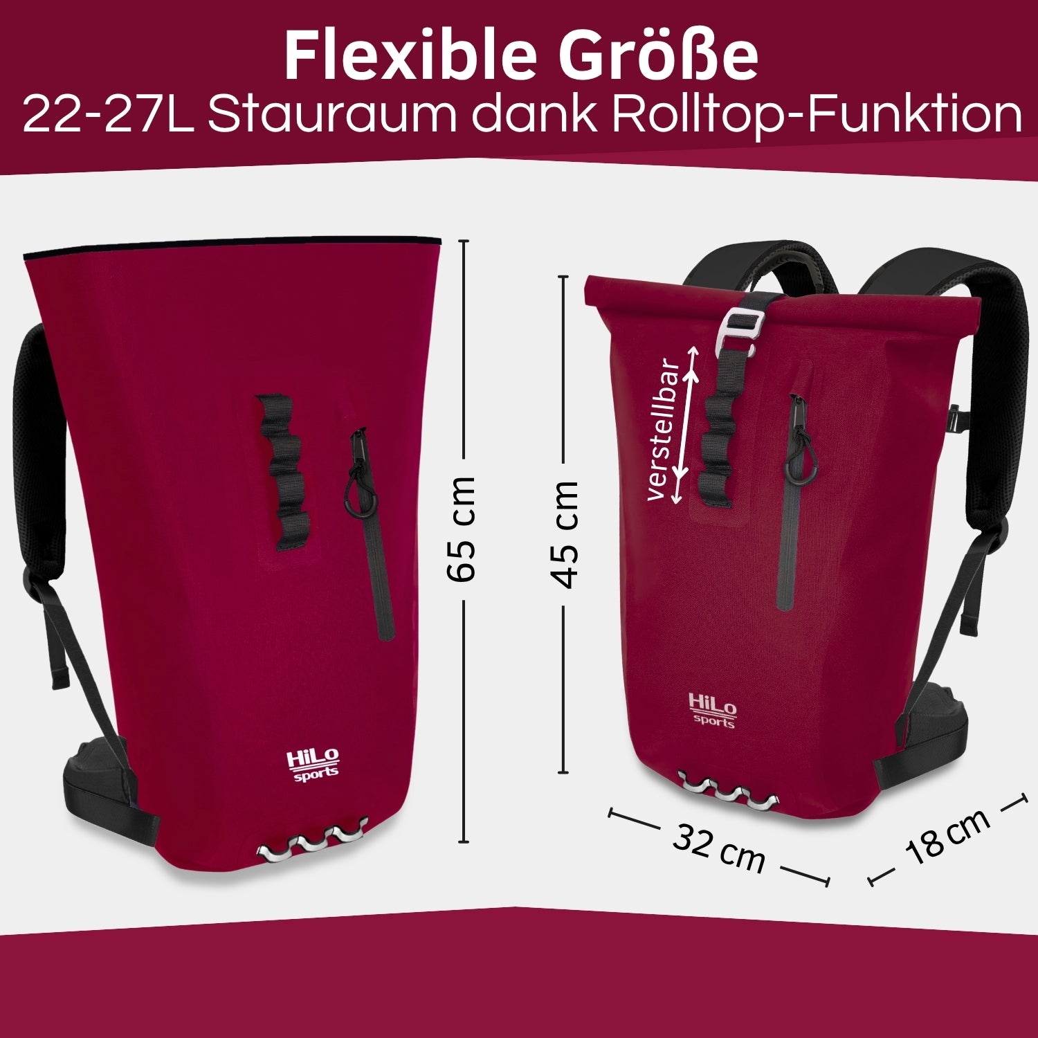 Rolltop Rucksack wasserdicht, 25 Liter