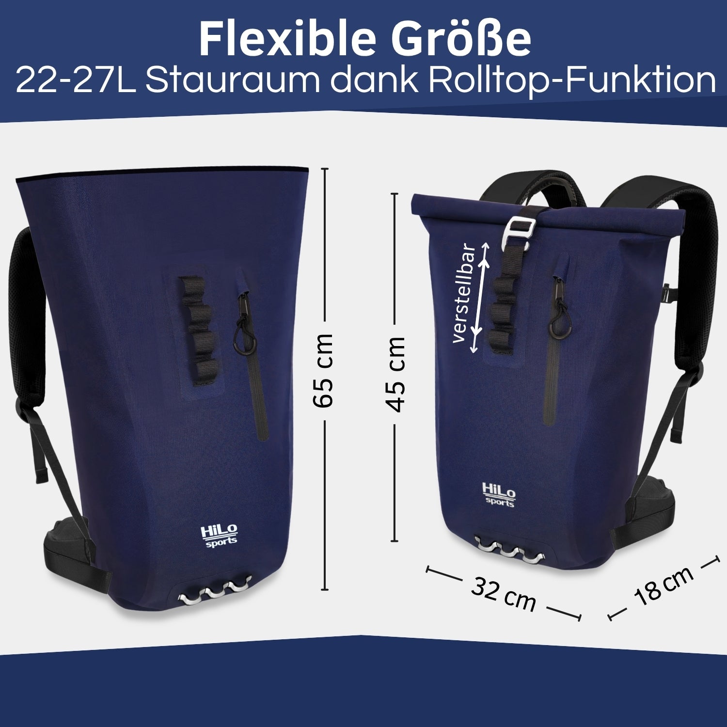 Rolltop Rucksack wasserdicht, 25 Liter