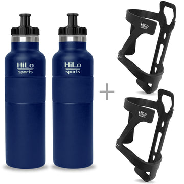 Isolierte Edelstahl Fahrrad Trinkflaschen beschichtet & Flaschenhalter Set