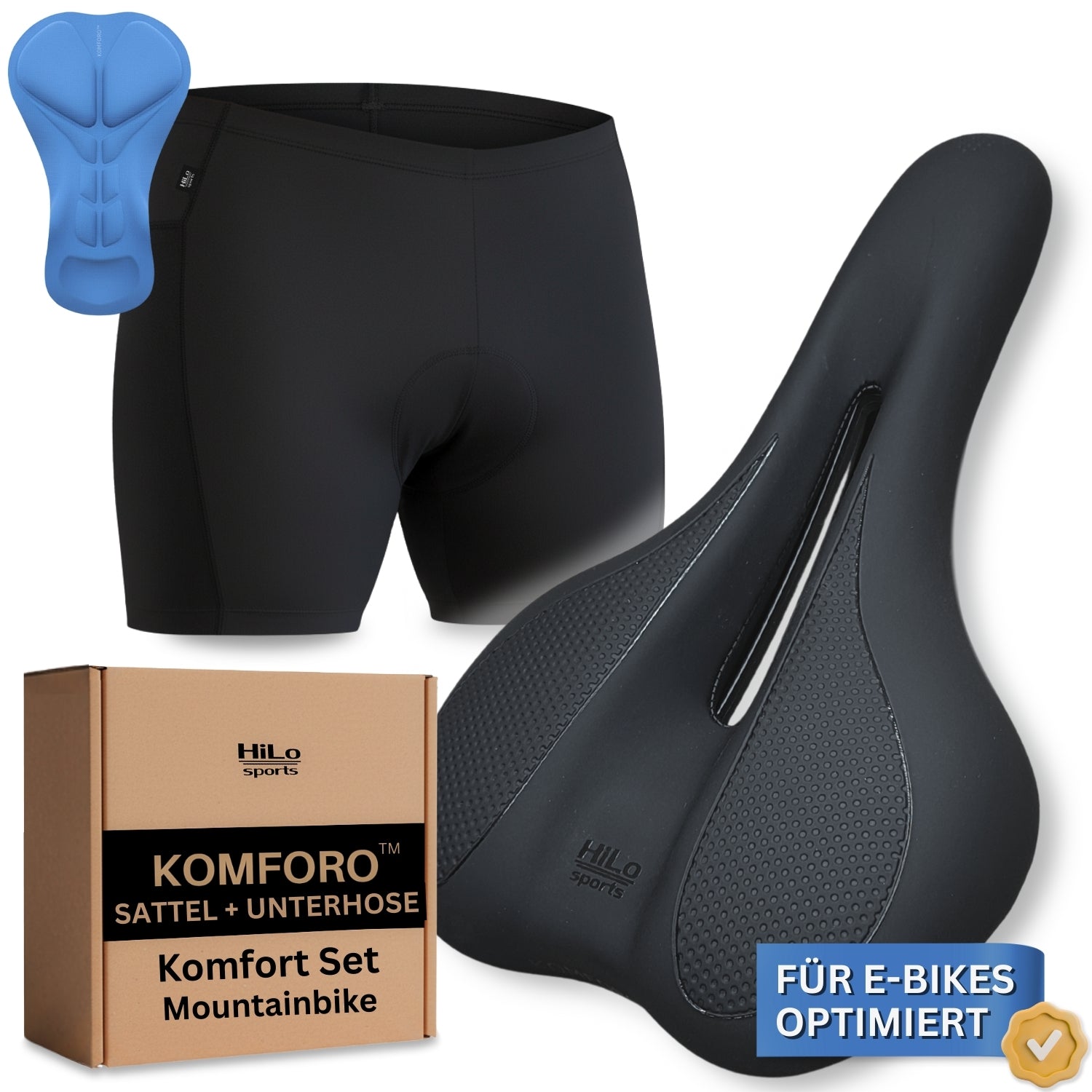 Komfort Set: Fahrrad Unterhose und Fahrrad Sattel für MTB