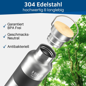 Isolierte Fahrrad Trinkflasche Edelstahl: Mit 2 Verschlüssen
