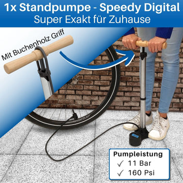 profi fahrradpumpe Profi Fahrradpumpen Set (Digitale Standpumpe, Minipumpe, Ventiladapter)