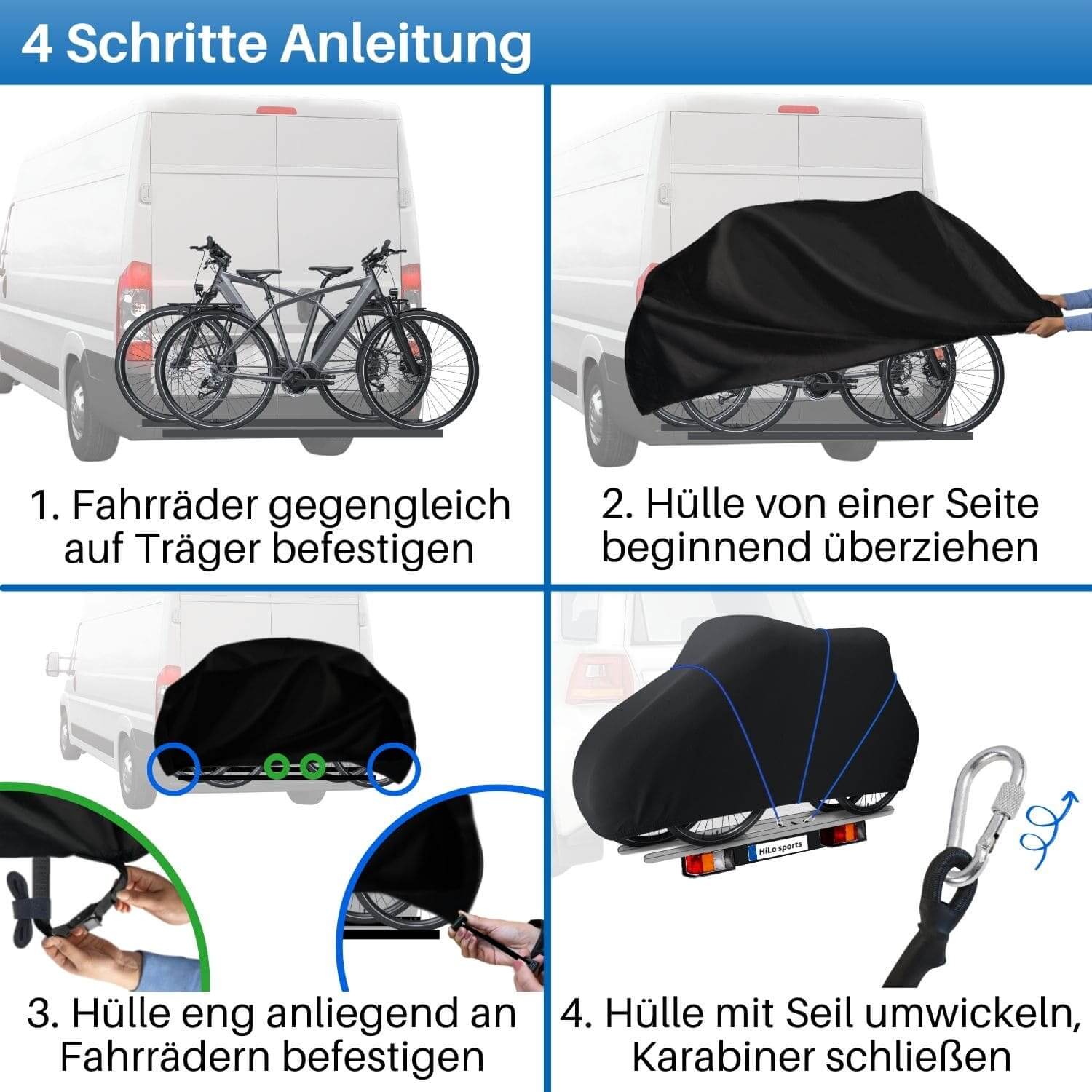 Reißfeste Heckträger Fahrradschutzhülle für 2 E-Bikes