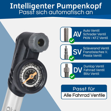 pro bike tool mini fahrradpumpe mit manometer Fahrrad Minipumpe mit automatischem Ventil Wechsel