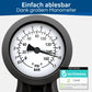 Die Fahrrad Luftpumpe mit extra großer Druckanzeige hat eine Pumpleistung bis zu 11 bar bzw. 160 psi.