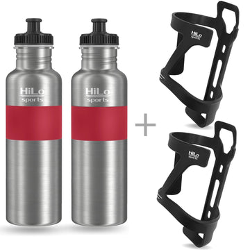 Edelstahl Fahrrad Trinkflaschen & Flaschenhalter Set