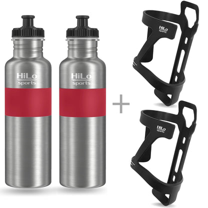 Fahrrad Trinkflasche aus Edelstahl in rot.
