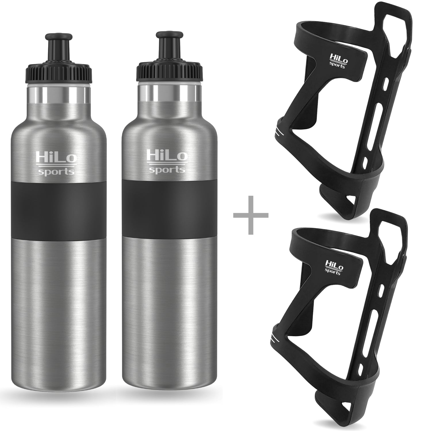 Isolierte Edelstahl Fahrrad Trinkflaschen & Flaschenhalter Set