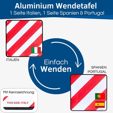 kennzeichnung fahrradanhänger italien Fahrradträger Warntafel für Italien & Spanien