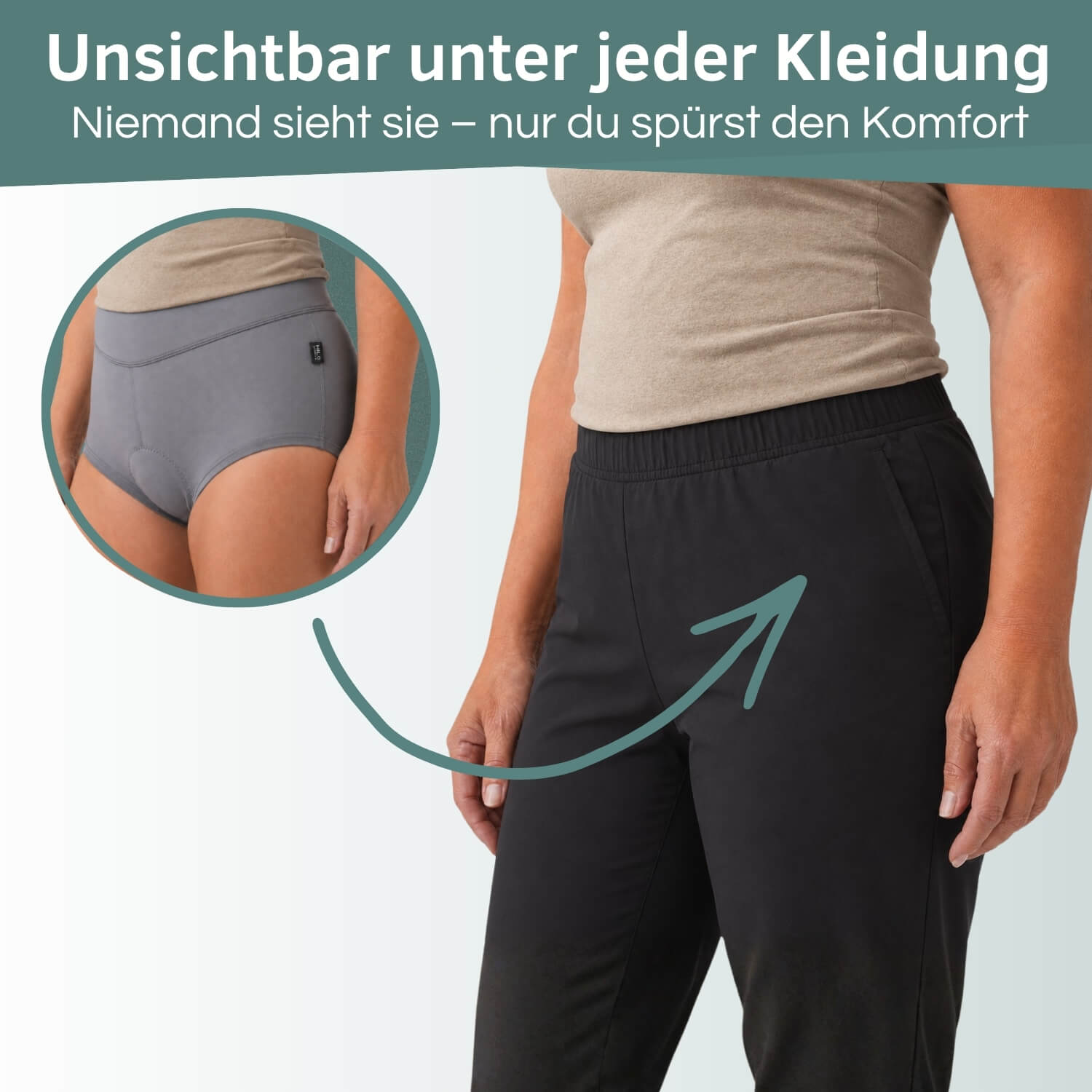Radunterhose für Damen unsichtbar unter normaler Hose getragen – kein Abzeichnen