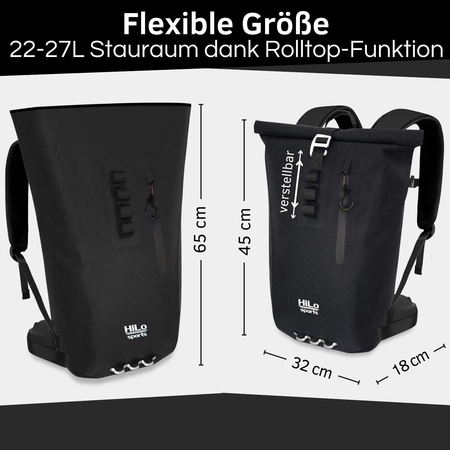 Rucksack Rolltop 25 Liter Volumen