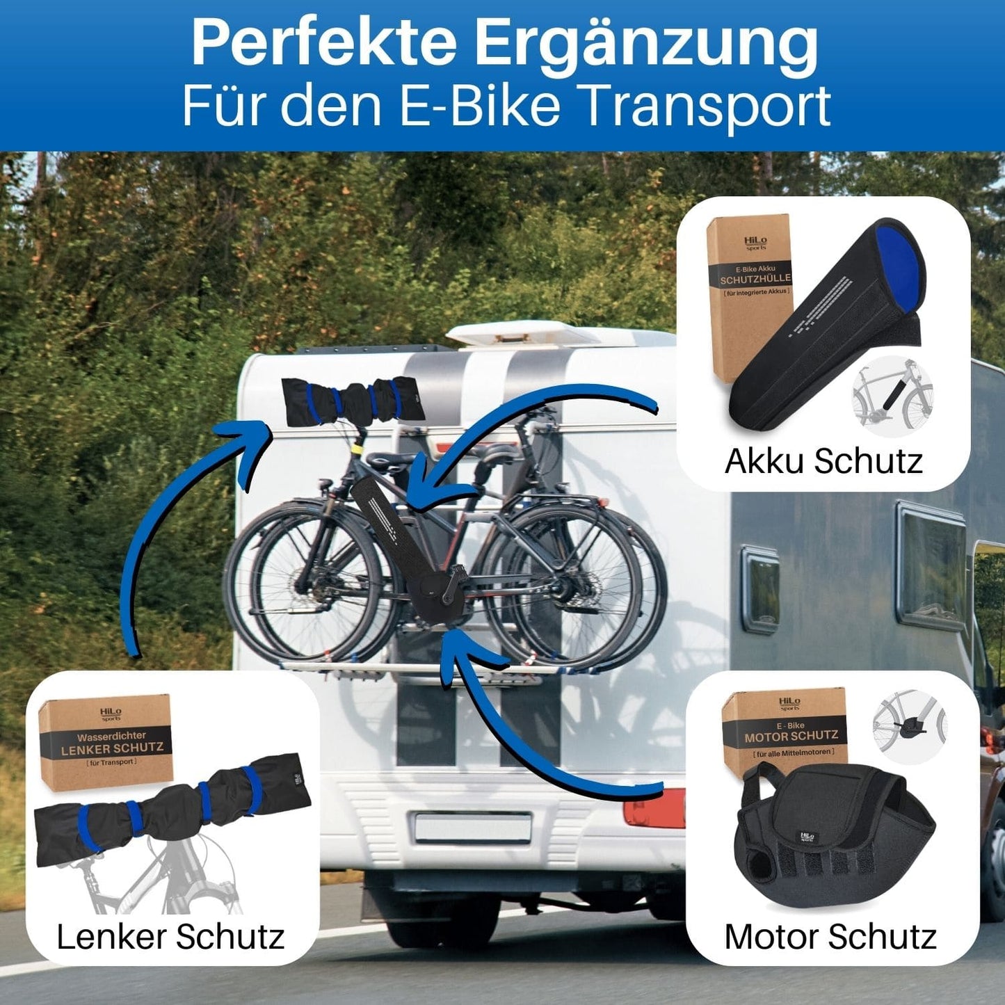 E-Bike Transportschutz Set (Akku Schutzhülle, Motor Abdeckung