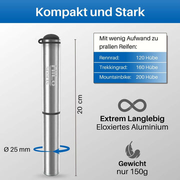 Fahrrad Minipumpe mit Schlauch, Comfort