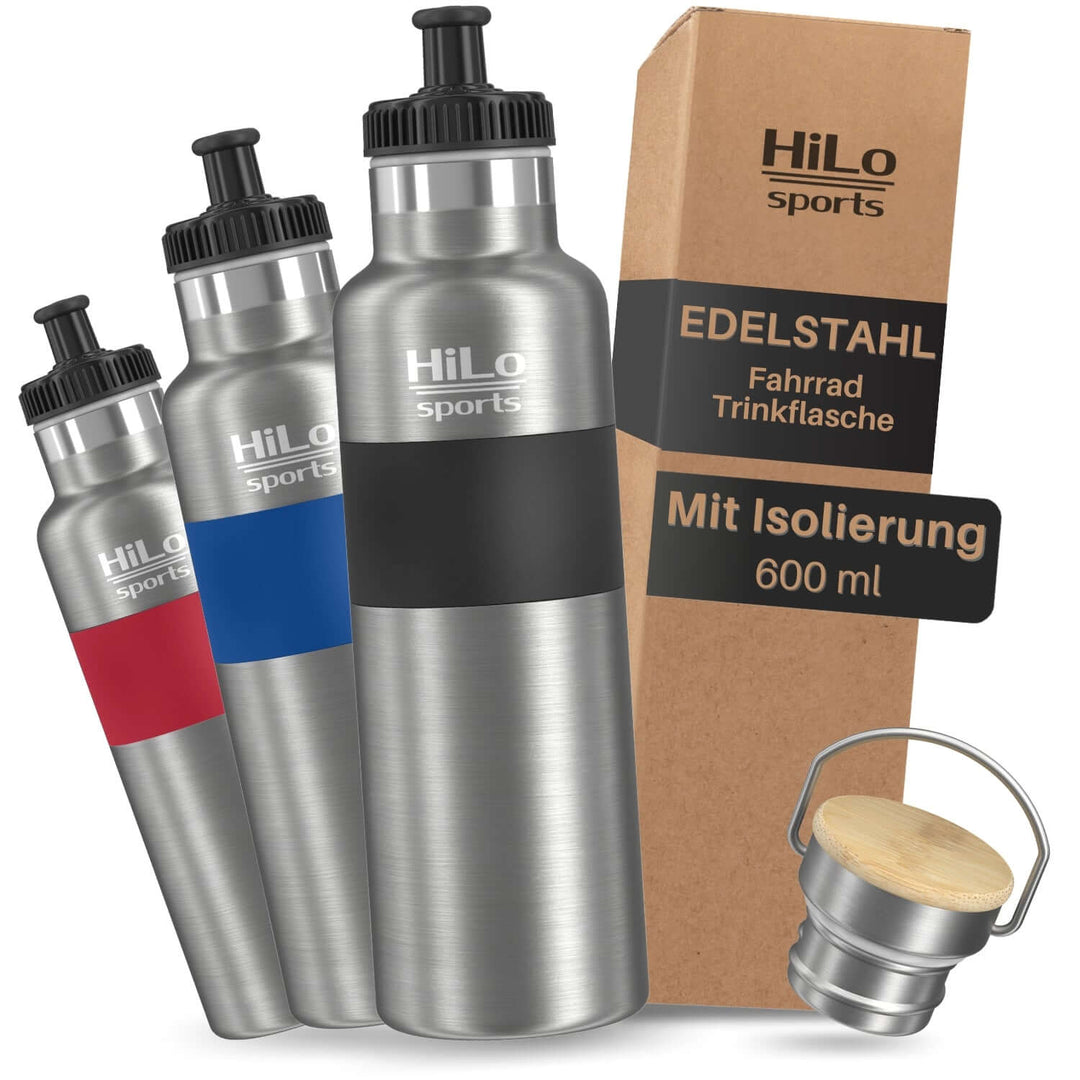 Isolierte Fahrrad Trinkflasche Edelstahl: Mit 2 Verschlüssen