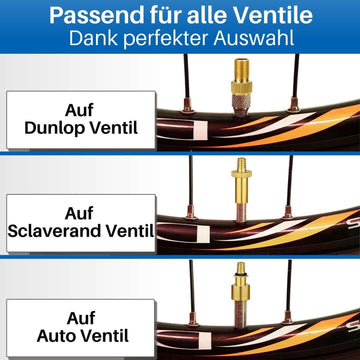 3x Fahrrad SV AV DV Ventil-Adapter Set Dunlop Schrader Autoventil