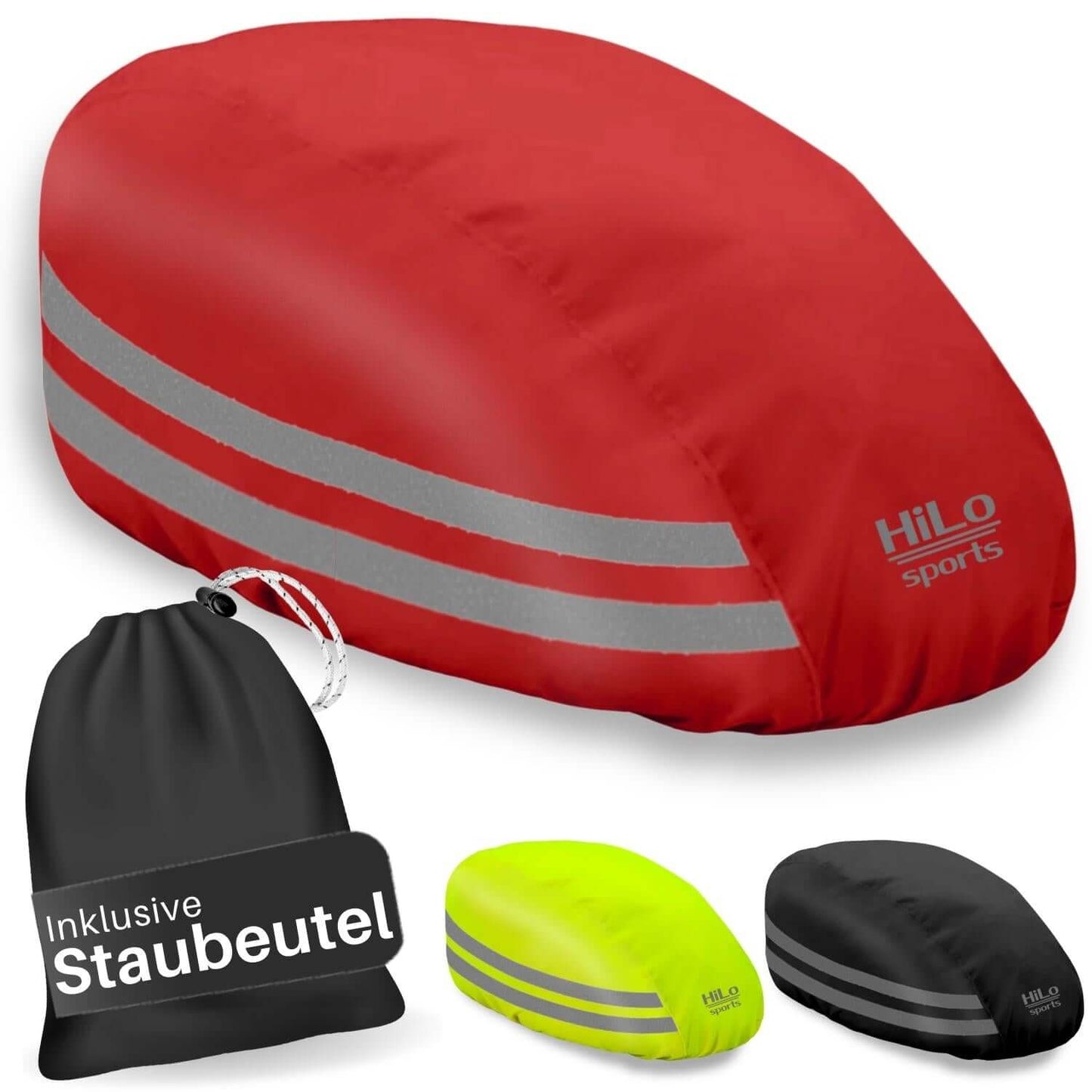 Der Fahrrad Helm Regenschutz in rot hält deinen Kopf trocken und warm
