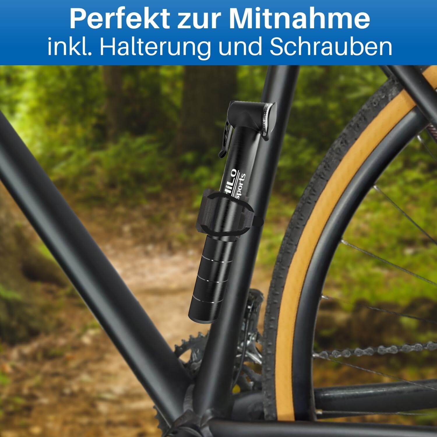 Fahrrad Minipumpe aus Aluminium für alle Ventile